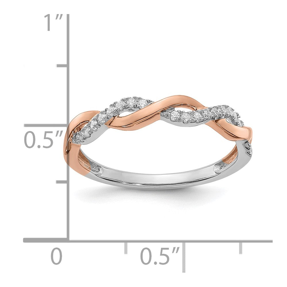 14k Two-tone Two Tone Rose and White Gold 1/8 Ct. Lab Grown Diamond VS/SI+ G+ Wedding Band Ring