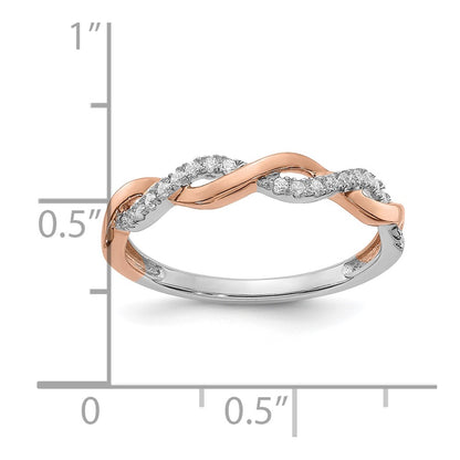14k Two-tone Two Tone Rose and White Gold 1/8 Ct. Lab Grown Diamond VS/SI+ G+ Wedding Band Ring