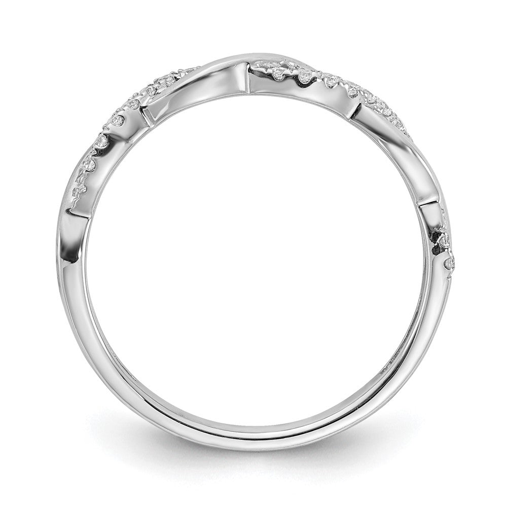 14k White Gold 1/8 Ct. Lab Grown Diamond VS/SI+ G+ Twist Wedding Band Ring