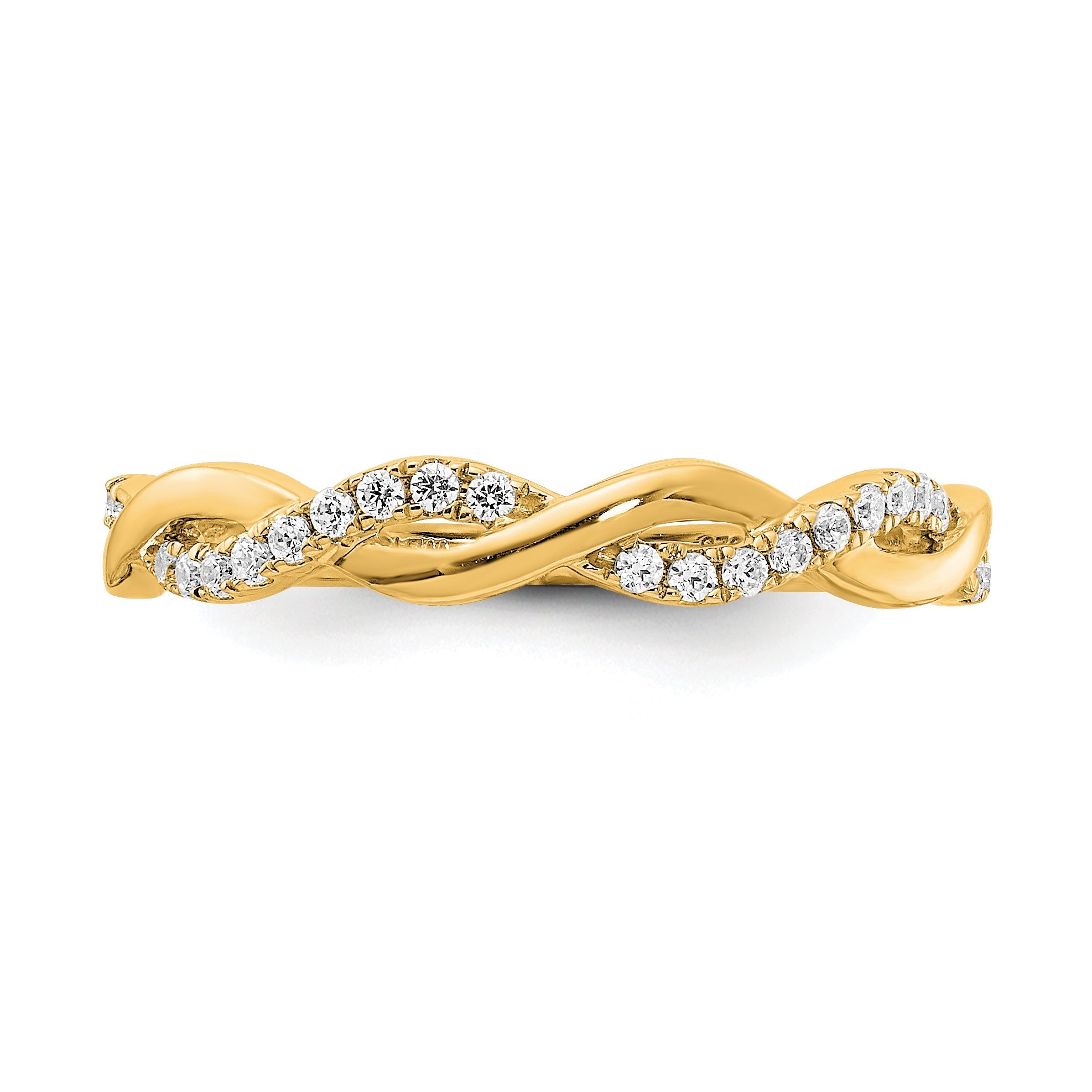 14K Yellow Gold Diamond Twist Design Wedding Band