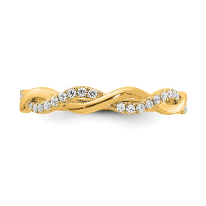 14K Yellow Gold Diamond Twist Design Wedding Band