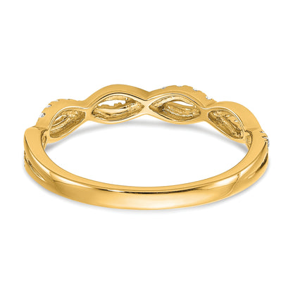 14K Yellow Gold Diamond Twist Design Wedding Band