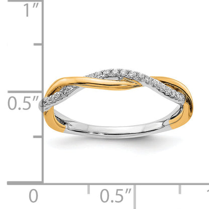 14K Two Tone White & Yellow Gold Diamond Wedding Band