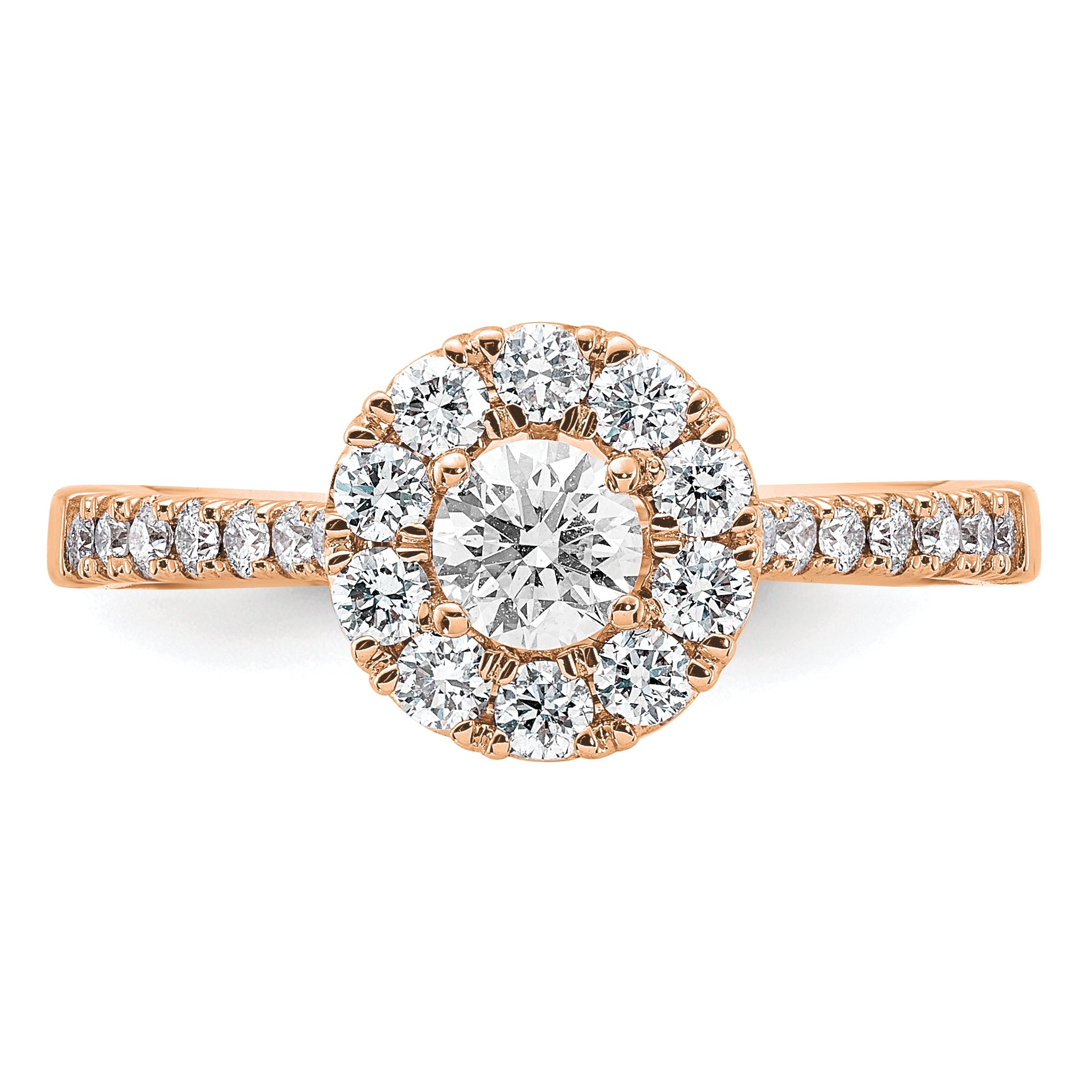 14K Rose Gold True Origin 1 Carat Lab Grown Diamond Vs D E F Complete Fancy Halo Engagement Ring