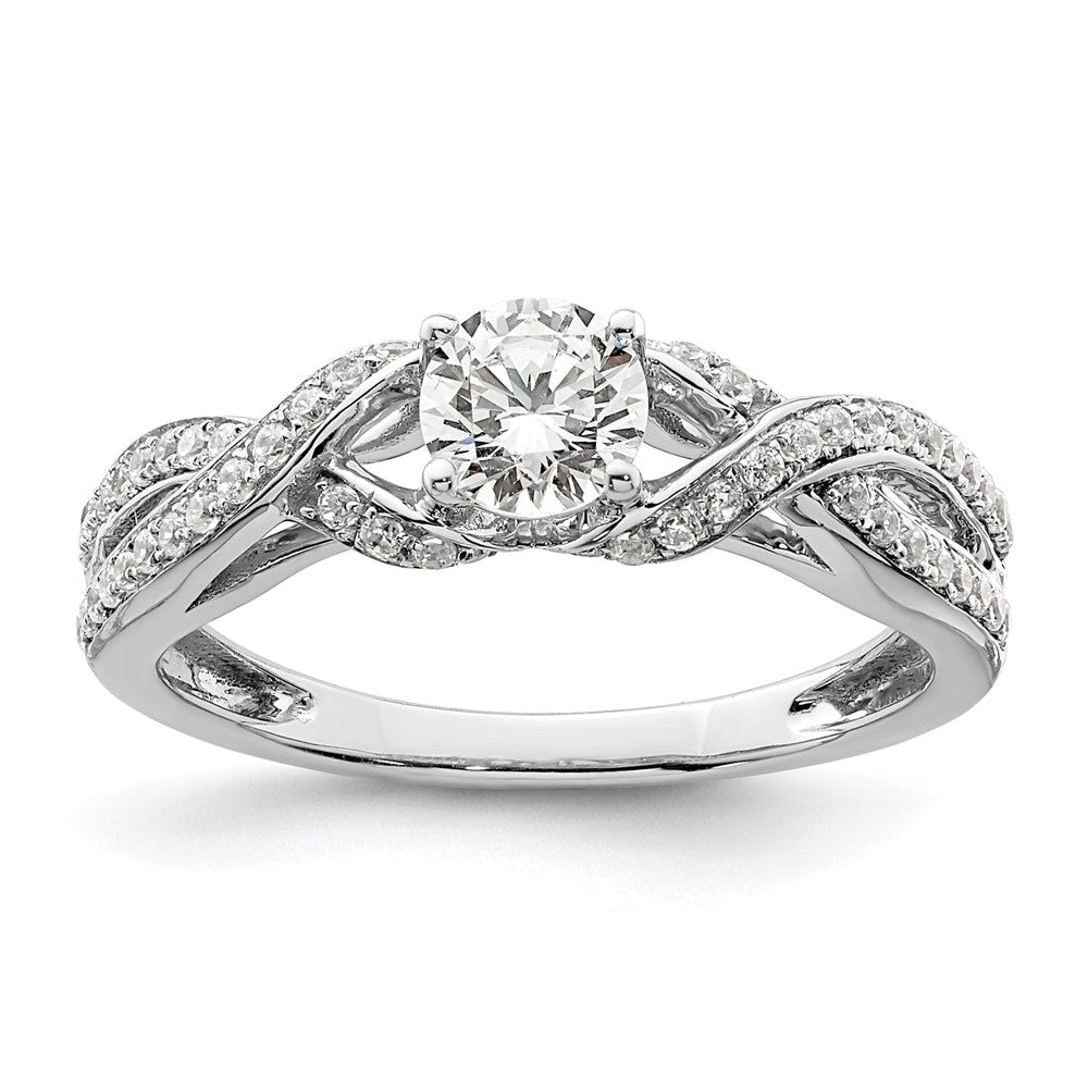 10k White Gold 3/4 Ct. Lab Grown Diamond VS/SI+ G+ Round Twist Bypass Engagment Ring