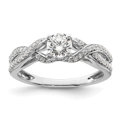10k White Gold 3/4 Ct. Lab Grown Diamond VS/SI+ G+ Round Twist Bypass Engagment Ring