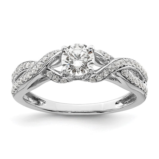 10k White Gold 3/4 Ct. Lab Grown Diamond VS/SI+ G+ Round Twist Bypass Engagment Ring