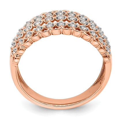 0.33ct. CZ Solid Real 14K Rose Gold Complete Pave Wedding Wedding Band Ring