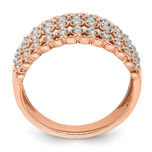 0.33ct. CZ Solid Real 14K Rose Gold Complete Pave Wedding Wedding Band Ring