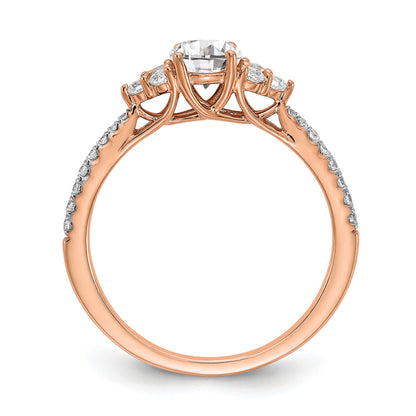 14K Rose Gold (Holds 1/2 Carat (5.2mm) Round Center) 1/4 Diamond Semi Mount Engagement Ring