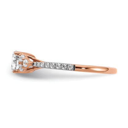 14K Rose Gold (Holds 1/2 Carat (5.2mm) Round Center) 1/4 Diamond Semi Mount Engagement Ring