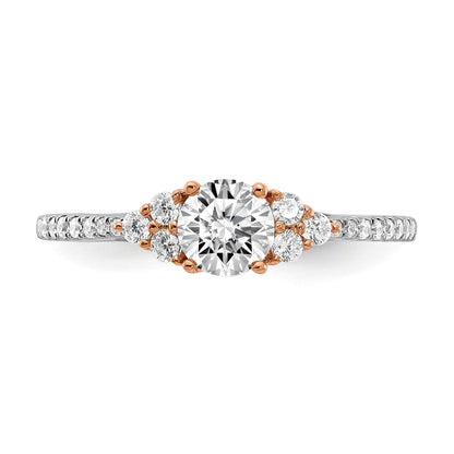 14K Rose Gold (Holds 1/2 Carat (5.2mm) Round Center) 1/4 Diamond Semi Mount Engagement Ring