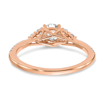 14K Rose Gold (Holds 1/2 Carat (5.2mm) Round Center) 1/4 Diamond Semi Mount Engagement Ring