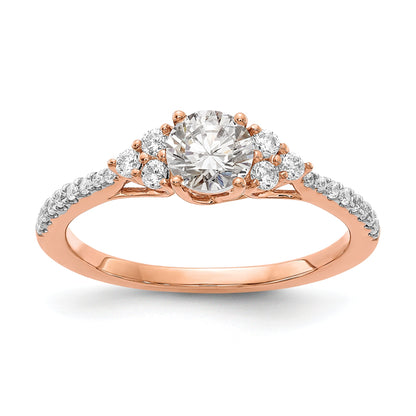 14K Rose Gold (Holds 1/2 Carat (5.2mm) Round Center) 1/4 Diamond Semi Mount Engagement Ring