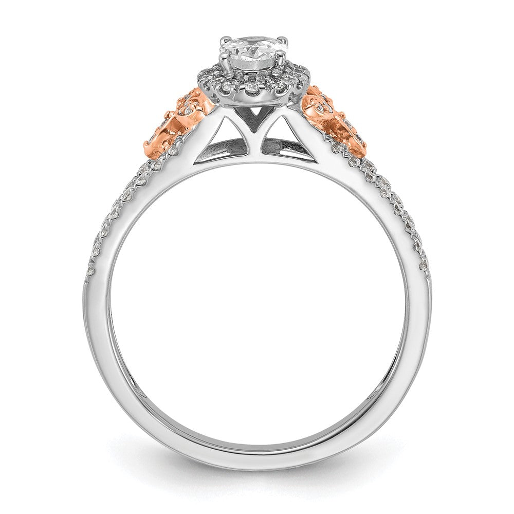 14k Two-tone Two Tone Rose and White Gold 3/4 Ct. Lab Grown Diamond VS/SI+ G+ Oval Complete Halo Engagement Ring