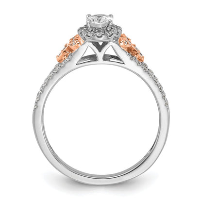 14k Two-tone Two Tone Rose and White Gold 3/4 Ct. Lab Grown Diamond VS/SI+ G+ Oval Complete Halo Engagement Ring