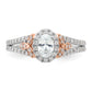 14k Two-tone Two Tone Rose and White Gold 3/4 Ct. Lab Grown Diamond VS/SI+ G+ Oval Halo Engagement Ring