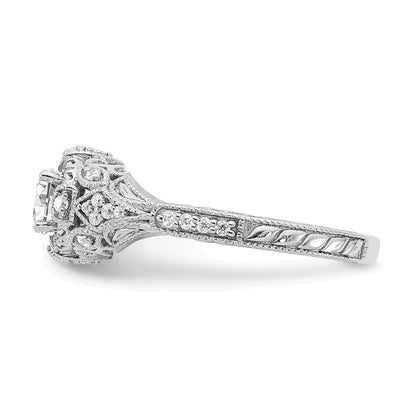 14K White Gold (Holds 3/8 Carat (4.8mm) Round Center) 1/5 Diamond Semi Mount Engagement Ring