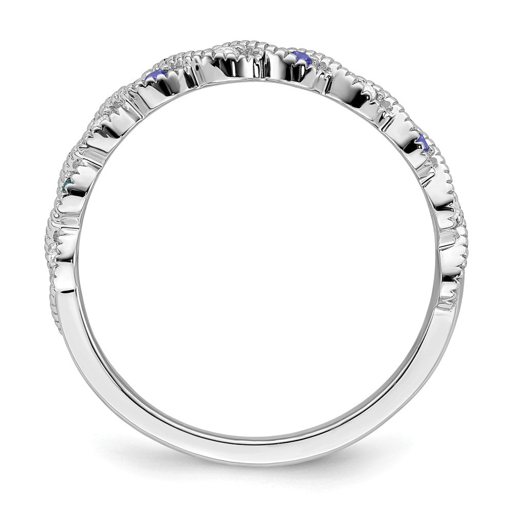 14K White Gold Tanzanite And Diamond Twist Band