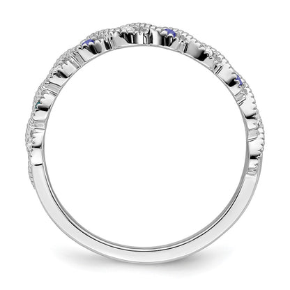 14K White Gold Tanzanite And Diamond Twist Band