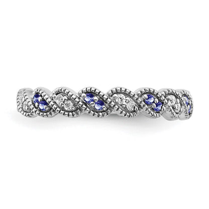 14K White Gold Tanzanite And Diamond Twist Band