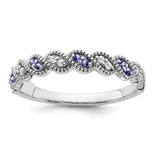 14K White Gold Tanzanite And Diamond Twist Band