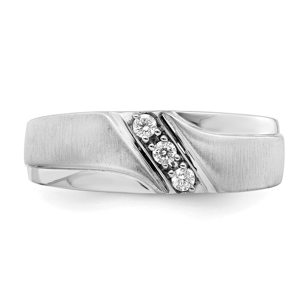0.12ct. CZ Solid Real 14k White Gold Men's Wedding Band Ring
