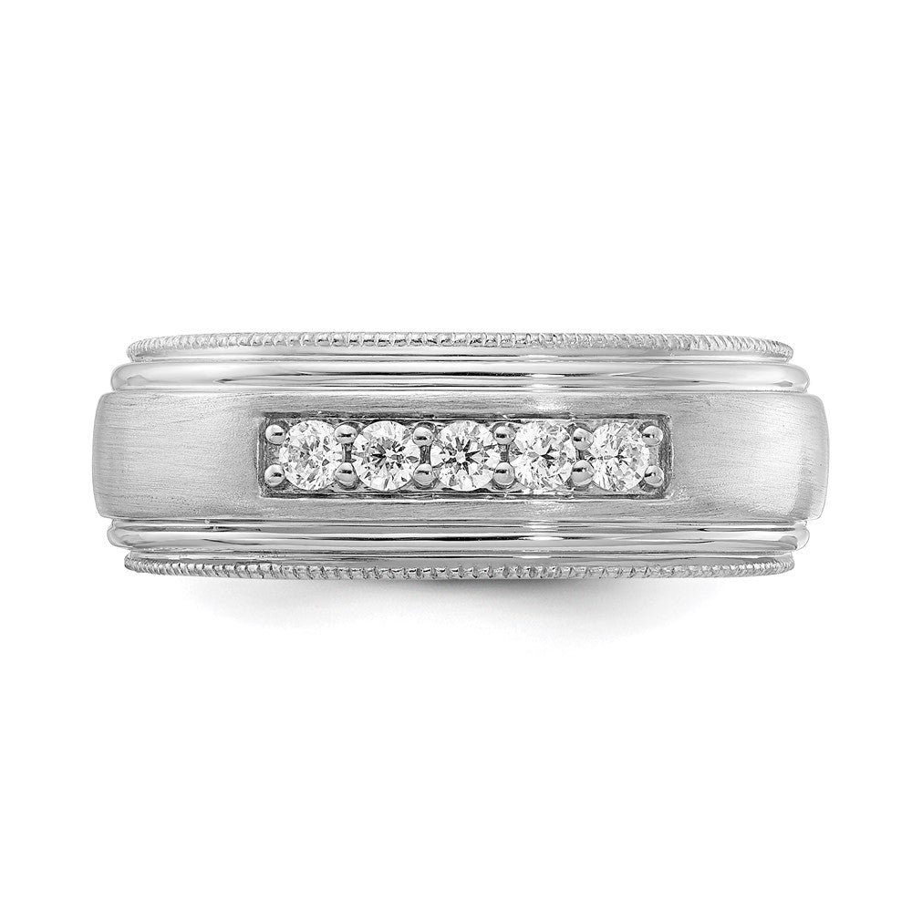 0.25ct. CZ Solid Real 14k White Gold Men's Wedding Band Ring