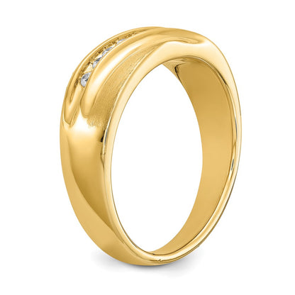 14k Yellow Gold Lab Grown VS/SI+ G+ Dia Polished & Satin Men's Band
