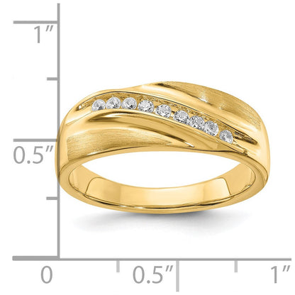 0.20ct. CZ Solid Real 14k Men's Wedding Band Ring : Satin E/W