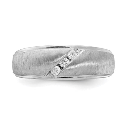 0.15ct. CZ Solid Real 14k White Gold Men's Wedding Band Ring