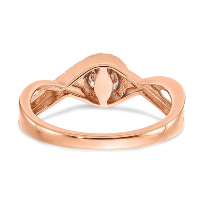 14K Rose Gold Criss Cross (Holds 1/3 Carat (4.5mm) Round Center) 1/6 Diamond Semi Mount Engagement Ring