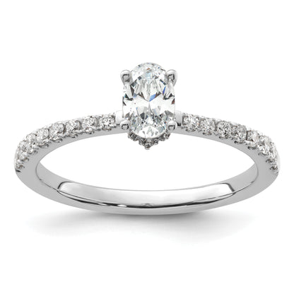 14k White Gold 1/4 Ct. Lab Grown Diamond VS/SI+ G+ 1/2 Ct. center Oval Engagement Ring