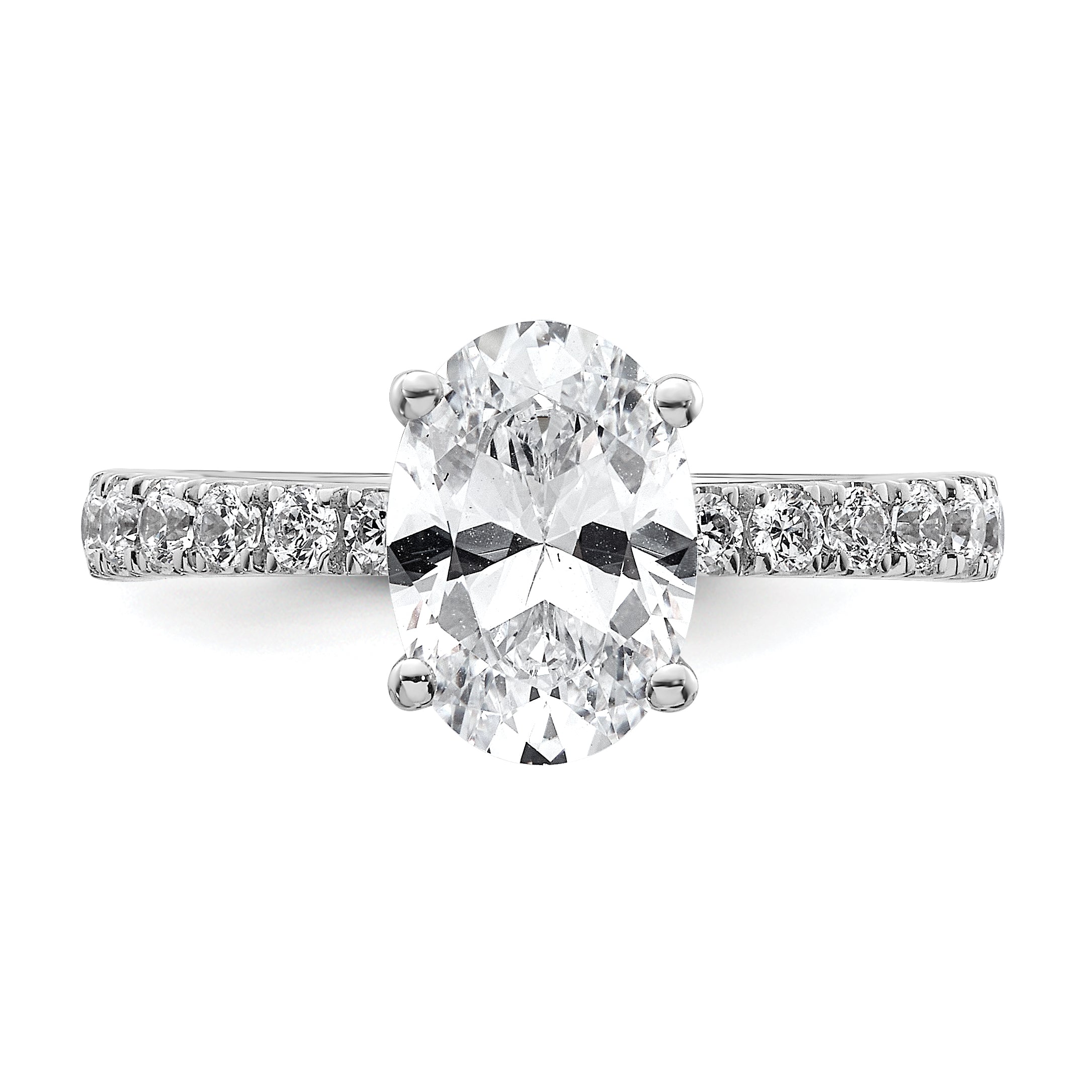 14k White Gold 1/4 Ct. Lab Grown Diamond VS/SI+ G+ 2 Ct. center Oval Engagement Ring