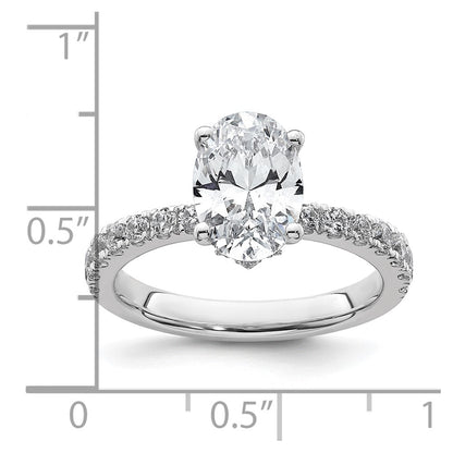 14k White Gold 1/4 Ct. Lab Grown Diamond VS/SI+ G+ 2 Ct. center Oval Engagement Ring