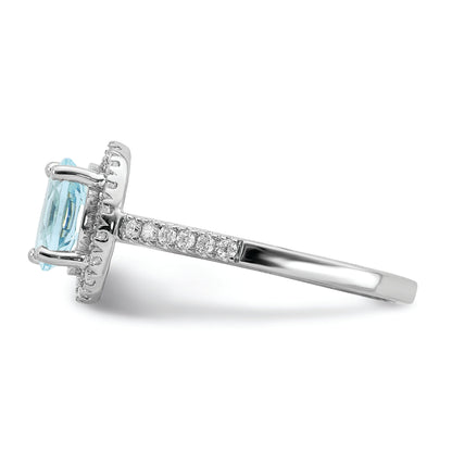14K White Gold Blooming Bridal Halo 8X6mm Oval Aquamarine And 1/3 Carat Diamond Complete Engagement Ring