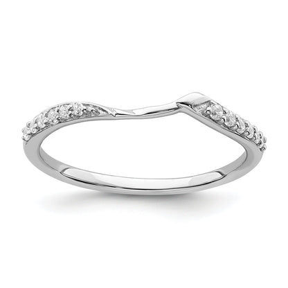 10K White Gold 1/15 Carat Diamond Contoured Complete Wedding Band