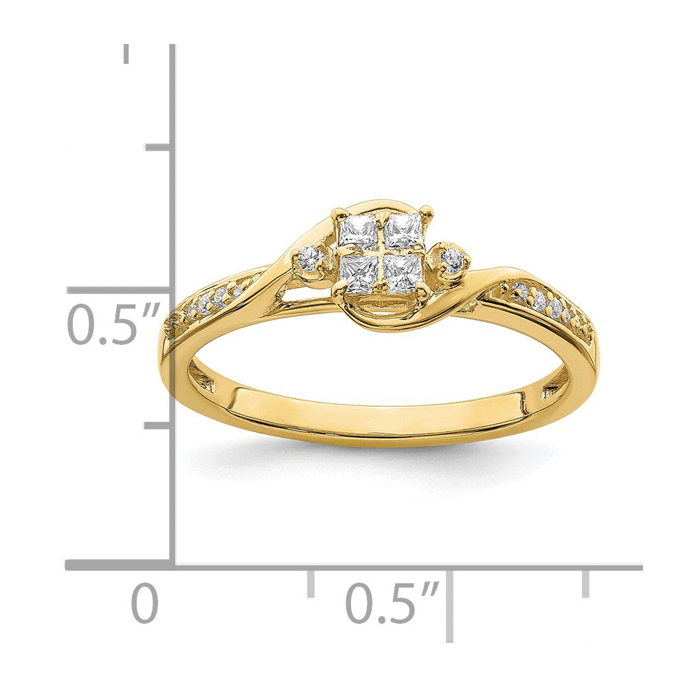 10k Yellow Gold 1/6 Ct. Lab Grown Diamond VS/SI+ G+ Cluster Engagement Ring