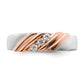 14k Two-tone Two Tone Rose and White Gold 1/6 Ct. Lab Grown Diamond VS/SI+ G+ Three Stone Men's Ring