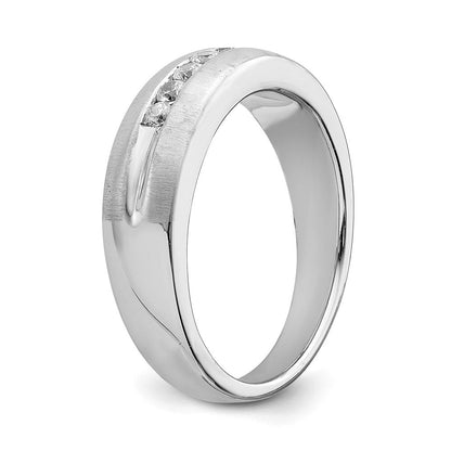 0.22ct. CZ Solid Real 14k White Gold Men's Bridal Wedding Band Ring