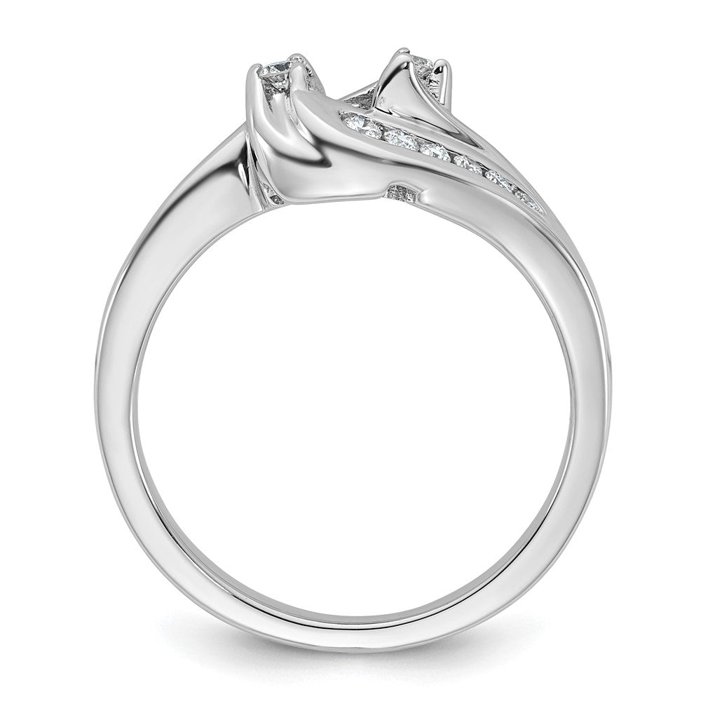 14K White Gold By Pass Peg Set 1/3 Carat Diamond Semi Mount Engagement Ring