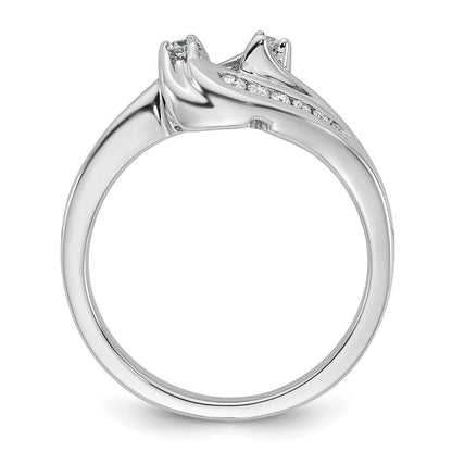 14K White Gold By Pass Peg Set 1/3 Carat Diamond Semi Mount Engagement Ring