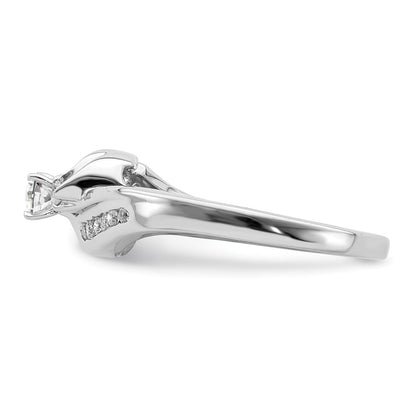 14K White Gold By Pass Peg Set 1/3 Carat Diamond Semi Mount Engagement Ring