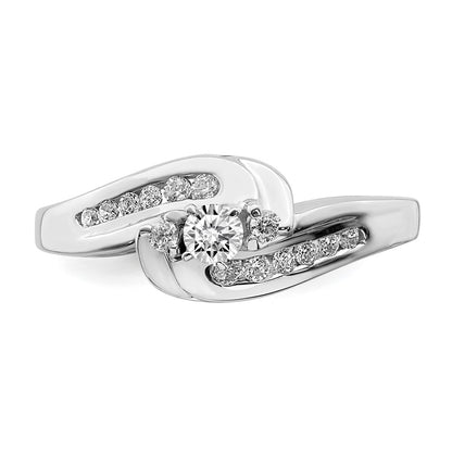 14K White Gold By Pass Peg Set 1/3 Carat Diamond Semi Mount Engagement Ring