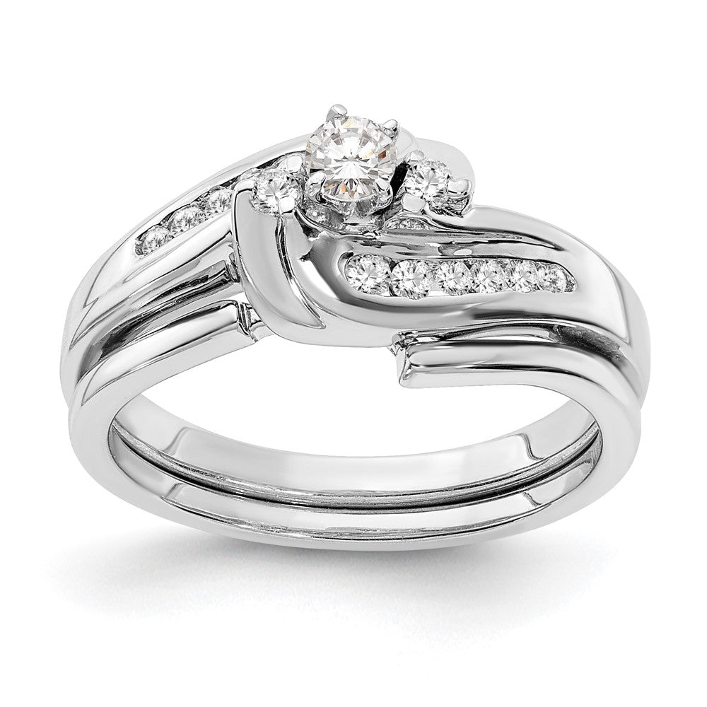 14K White Gold By Pass Peg Set 1/3 Carat Diamond Semi Mount Engagement Ring