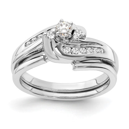 14K White Gold By Pass Peg Set 1/3 Carat Diamond Semi Mount Engagement Ring