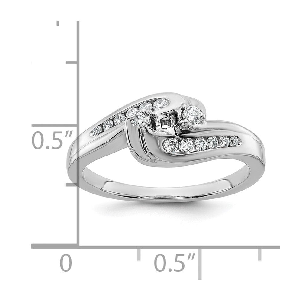 14K White Gold By Pass Peg Set 1/3 Carat Diamond Semi Mount Engagement Ring