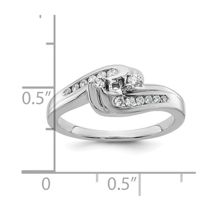 14K White Gold By Pass Peg Set 1/3 Carat Diamond Semi Mount Engagement Ring