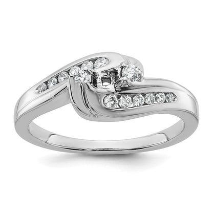 14K White Gold By Pass Peg Set 1/3 Carat Diamond Semi Mount Engagement Ring