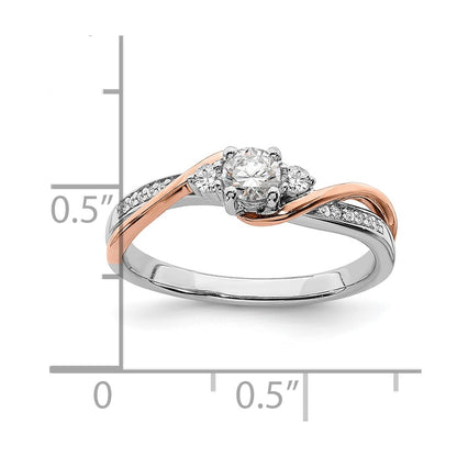 14k Two-tone Two Tone Rose and White Gold 3/8 Ct. Lab Grown Diamond VS/SI+ G+ Round Bypass Engagement Ring